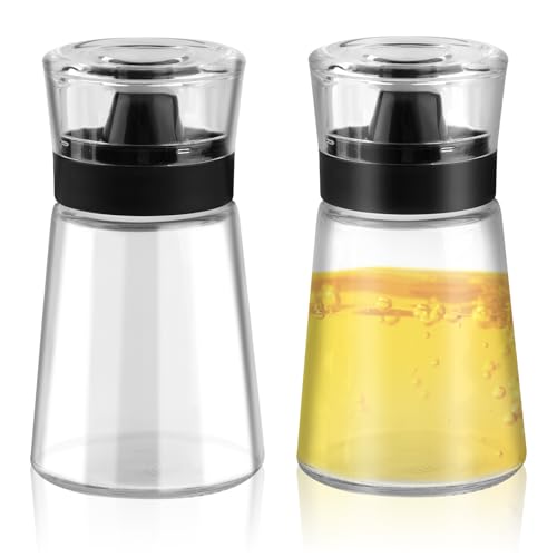 Moosono 2 Stück Essig Öl Flaschen Camping, 160ml Auslaufsichere Ölflasche, Essig und Ölflaschen Set, Ölspray für Öl Essig Olivenöl, Ölspender Glas für Sojasauce Salatdressing Honig