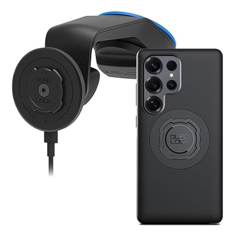 QUAD LOCK Windschutzscheiben-/Armaturenbrett-Handyhalterung für Auto mit MAG-Kabelloser Ladekopf V2 und MAG-Hülle für Galaxy S25 Ultra