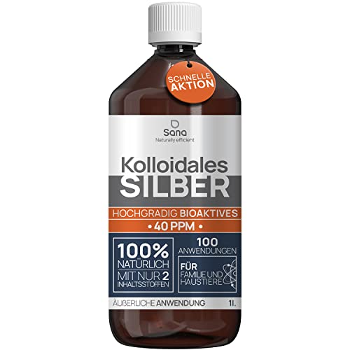 Kolloidales Silber 40 PPM 1 Liter ● Premium Silberwasser Stärker als 25ppm ● Für Mensch, Hund & Katze ● Carbon Neutral ● 100% natürlich mit 2 Zutaten