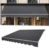 LILIIN manuelle Gelenkarmmarkise 250 x 200 cm Markise aus Alu/Polyester, Sonnenmarkise Sonnenschutz mit Kurbel, Anti-UV und wasserfest, für Balkon, Terrasse, Garten, Grau