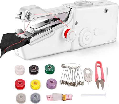 Handnähmaschine, Mini Nähmaschinen mit Nähzubehör, Elektrische Handnähmaschine für Anfänger, Tragbare Elektrische Nähmaschine Geeignet Für Zuhause, Reisen und Heimwerker