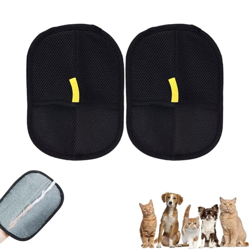 Fellmagnet Handschuh, Fellmagnet,Wiederverwendbarer Doppelseitiger Haustierhaarentferner Handschuh,Antistatischer Fellpflege Handschuh Für Katzen und Hunde, Für Kleidung, Möbel und Sofa (2 Stück)
