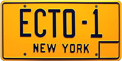 - ECTO 1 Auto Metall Nummernschild Replik kompatibel mit 1959 Cadillac Orange aus dem Ghostbusters Film (56)