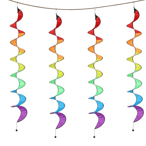 Windsäcke zum Aufhängen, bunte Windsack-Luftschlangen, Set mit 4 Regenbogen-Windspinnen, Vogelschreck-Funktionalität, einfache Installation, 22 cm, für Hinterhof, Terrasse, Landschaftsbauprojekte