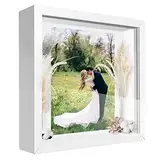 sunmeg 3D Bilderrahmen zum Befüllen 30 x 30cm Bilderrahmen Tief 3D Objektrahmen Hölzern bis 3cm, 3D Rahmen für Objekte, Blumen, Hochzeitsstrauß oder Erinnerungsstücke