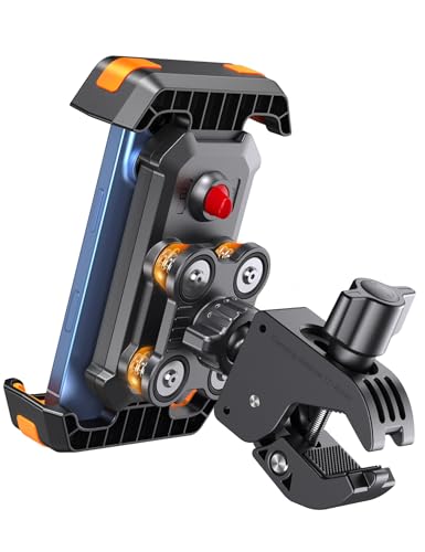 2025 Upgraded Motorrad Handyhalterung, Universal Handyhalterung Fahrrad Lenker [Doppelt Vibrationsgedämpft +Metallkugelgelenk] -360°drehbar für iPhone 16 Pro/Samsung S24 Ultra(4,7-7,2''Smartphone)