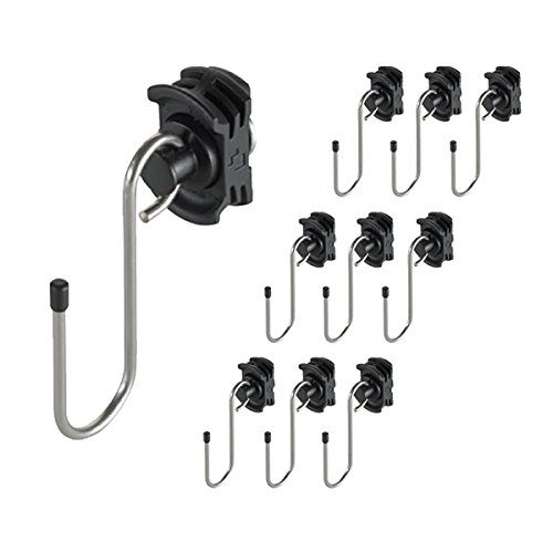 kuriershop 10 x Kerl Butler - Automotive Fitting mit Haken für Airlineschienen, Endbeschlag, Stahl, schwarz-Silber