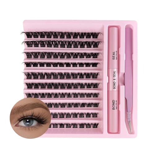 110 Pcs Wimpern Extensions Set, 40D 8-16MM Lash Extension Set, DIY Lash Extension Set Natürliche D Curl, Individuelle Wimpern Extensions mit Bond & Seal Wimpernkleber, Wimpern zu Hause