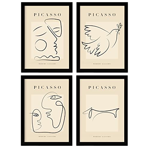 Nacnic Set mit 4 Kunstwerken, Picasso, Peace, Kunstgalerie, Kunstdruck, A4, ohne Rahmen.