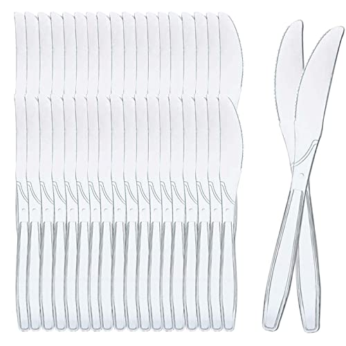 Wiederverwendbare Messer, transparent, Kunststoffbesteck, hohe Widerstandsfähigkeit, wiederverwendbar, für Geburtstage, Partys, Buffets, Hochzeiten, Catering, Grillen, 100 Stück