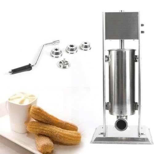 SKIHOT Edelstahl manuelle Churro-Maschine,kommerzielle Churros-Marmelade-Füllmaschine für lateinamerikanische Früchte,robuste Churros-Maschine mit 4 Düsen,15L