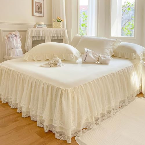 Boxspringbett Husse Komplett Bettrock Mit Spitze Bed Skirts & Valances Bett Husse Box Spring Bett Betthusse RüSchen Betthusse FüR Boxspringbett 180x200(#1,150x200cm)