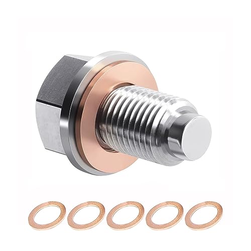 JNNJ Magnetische Ölablassschraube, Magnetische Dichtung Ölwannenablassmutter, Magnetische Ölwannenwanne Aus Rücklaufablassschraube Adapter Mit Dichtungen(M14x1.5)