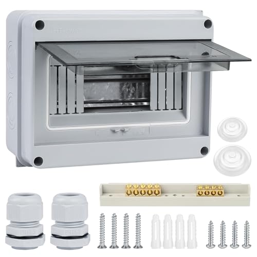 pangdapengpeng HT-8 Weg IP65 Sicherungskasten Aufputz, Unterverteilung Aufputz Verteiler 1-Reihig 8 Modulen, Verteilerkasten Aufputz für Nasse Umgebungen, GrüNfläChen (HT-8WAY)