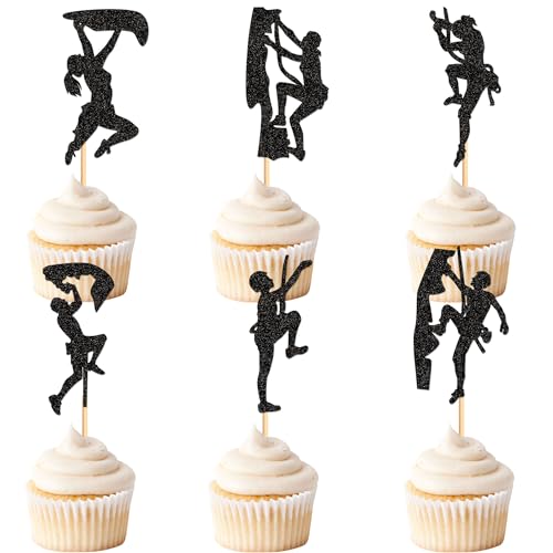 Blumomon 24 Stück Felsklettern Cupcake Topper Felsklettern Tortenaufsatz Sport Kuchen Dekoration für Felsklettern Party Dekoration Sport im Freien Party Dekoration