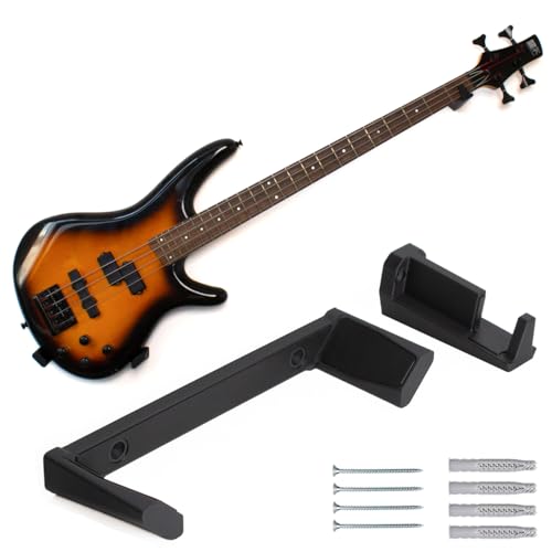CrunchyWorks geneigter verstellbarer, anpassbarer schräger Gitarrenhalter, Wandhalterung Bügel Haken mit Montageequipment, Wandhalter Gitarrenständer, für E-Gitarren und E-Bässe, Schwarz