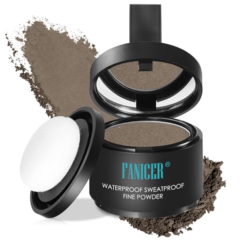 Haaransatz Puder mit Spiegel Schwamm，Unsichtbares Haar Concealer，Unsichtbares Ansatzpuder,Haaransatz Ausbessern,Haarverdichtung Wurzeln für dünner werdendes Haar，Dunkelbraun 07