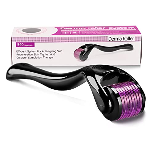 Derma Roller 0,5 mm Nadeln 540 Titan Mikronadel-Roller für Gesichtshaut, Verjüngung, Anti-Falten, Anti-Aging-Hautregeneration, Haarausfall, Akne-Narben, Dehnungsstreifen