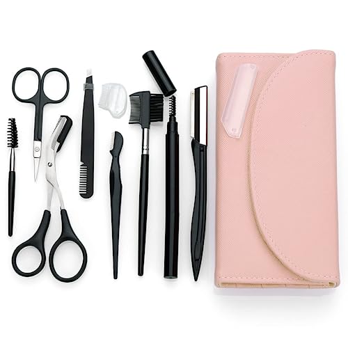 SWINILAYA Augenbrauen-Set: 9-teilig mit Pinzette, Brauenstift, Kamm, Rasierer, Bürste und Schere für perfekte Augenbrauenpflege wift Gift Box