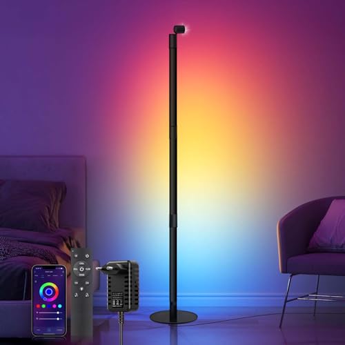 SIGRILL LED Stehlampe Wohnzimmer, RGB Stehlampe Dimmbar Multifunktionale LED Lampe LED Lightbar LED Wallwasher mit Fernbedienung und APP, Musik Sync, DIY-Modus, 360° Drehbare Abnehmbar, Gaming Deko