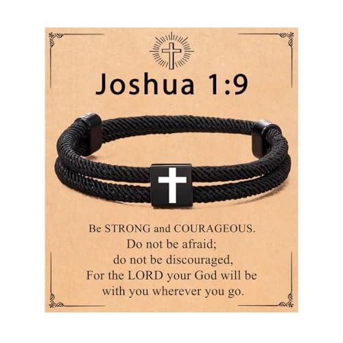 OHREN 1 Stück Herren-Armband, geflochtenes, verstellbar, Paracord, christlicher Glaube, Schmuck, Geschenke (schwarzes Kreuz) (für Ihn, Vater, Sohn, Freund, Ehemann, Frauen)