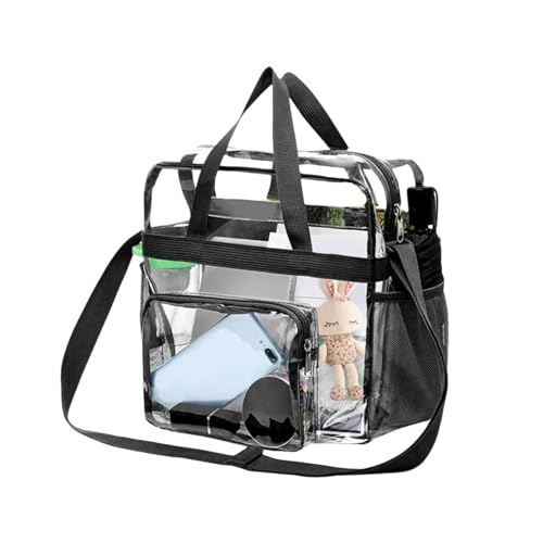 Transparente Tasche 30*30*15cm,transparente Lunchtasche,ransparente Einkaufstasche und Clear Bag,PVC-Kosmetik-Aufbewahrungstasche,Geeignet für Stadien, Einkaufszentren, Fitnessstudios usw. (schwarz)