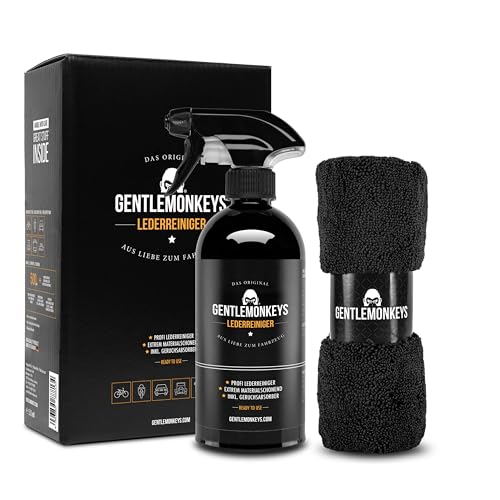 GENTLEMONKEYS Profi Lederreiniger Set (500ml + Mikrofasertuch) • Porentiefe Reinigung Aller pigmentierten Glattleder • Extrem materialschonend • Biologisch abbaubar & nachhaltig