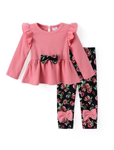PATPAT Baby Bekleidungssets Mädchen, Babykleidung mit Langarm Shirt Kleid & Hose, 1. & 2. Geburtstag Geschenk, Neugeborenen Kleidung Essentials, Baby Outfit & Kleider, Baby Girl Clothes (3-24 M)