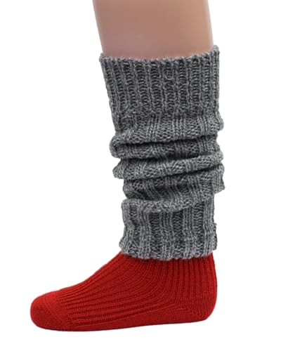 Hirsch Natur, Merino Kinder Beinstulpen Grobstrick, 100% Schurwolle (kbT) Graumeliert