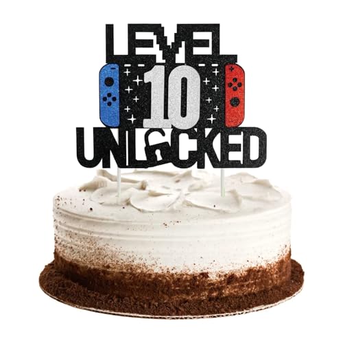 1 Stück 10 Videospiel Tortendeko, Spiel Themen-Kuchenaufsatz, Glitter Spielkonsolen Themen Kuchenaufsatz, Cake Topper für Jungen Mädchen Spielkonsole Theme Geburtstag Party Kuchenaufsatz