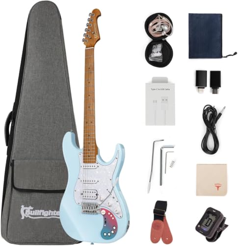 E-Gitarre mit Effekt Anfänger Erwachsene Praxis E-Gitarre Advanced Performance Set Professional Grade-D160SE (Blue)