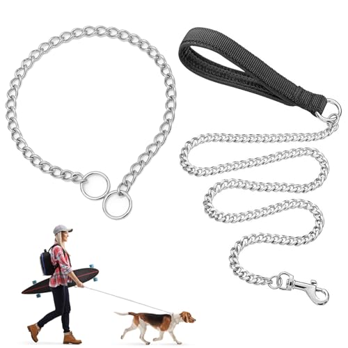 Kettenhalsband Hund 65cm, Hundehalskette, Hundeleine Stark Metall Kettenleine, Zugstopp Halsband Hunde Für Hundetraining, Hundespaziergang, Geeignet Für Mittelgroße Und Große Hunde