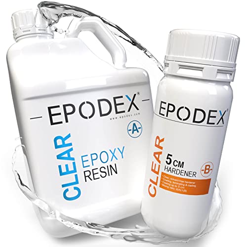 EPODEX Epoxidharz Set ECO+ | klares Epoxy Resin für Gießhöhen bis 5cm | Gießharz-Set ohne oder mit Farbpigmenten | für River-Tische, Lampen, Projekte mit hohen Form- und Gussteilen und vieles mehr