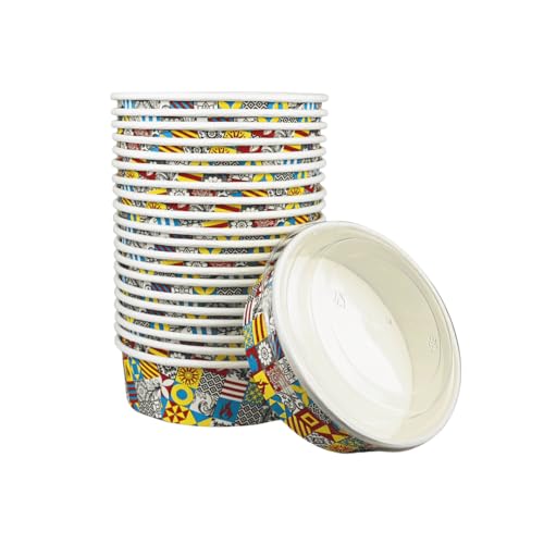 Enpack - 500ml Bowl für Lebensmittel aus Kraft Papier mit RPET Deckel - Einweg Papp-Salatschale mit PLA Innenbeschichtung - Bio-Schale (500 ml, 50, stück)