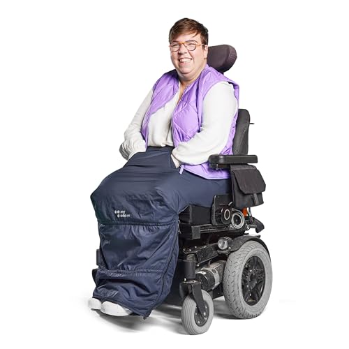MyBlanket, wind- und wasserdichte Rollstuhl Decke mit Fleece Futter, warme Beinschutzdecke für Rollstuhl, Regenschutz einfach umgelegt ohne aufzustehen, Nachtblau