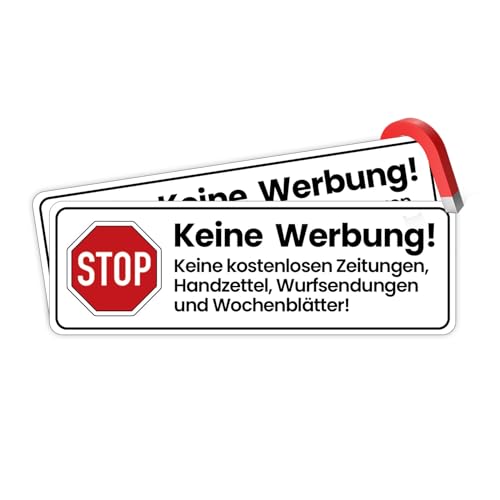2x Magnetisches Schild „Keine Werbung“ – Briefkastenschild wetterfest & wiederverwendbar – ohne Kleben – stark haftend – Kein Aufkleber – Anti-Werbung Schild für Briefkasten