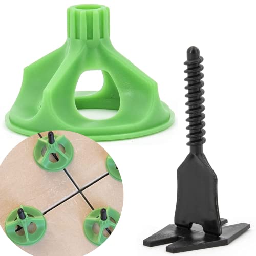 RENOPAX Fliesen Nivelliersystem für Profis und Laien - Fliesenverlegehilfe 2mm Fugen - Fliesenverlegesystem - Fliesenleger Set für 6-16mm Fliesen (Start Set 50x Zugh. + 100x Gewindelasch.)