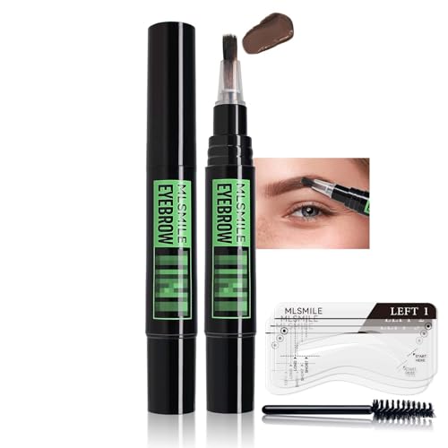 Flüssige Eyebrow Gel Peel Off, Wasserfest Augenbrauen Colour Gel mit Augenbrauenschablone & Pinsel, Schnelles Trocknen & Hochpigmentiert 3D Eyebrow Colouring Gel, Bis Zu 2 Wochen, Natürlich Braun