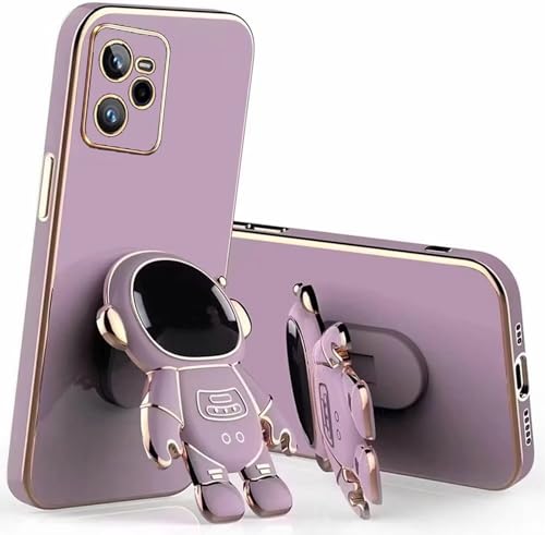 Miagon Kreativ Astronaut Ständer Hülle für Realme C35,Cute Mädchen Dünn Galvanisierte Schutzhülle Weiches Case Bumper mit Astronaut Halter Kickständer