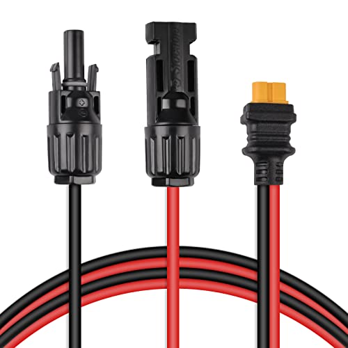 URAQT Solarladekabel Solarstecker auf XT60 Adapter, 12AWG Solarpanel Kabel Kit Solarstecker Wasserdicht Solarkabel Verlängerung XT60 Stecker für tragbares Kraftwerk und Solargenerator (60CM)