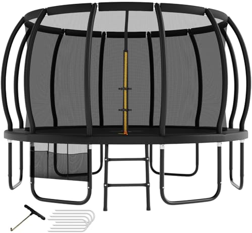 Devoko Trampolin Outdoor Ø 228/305/366/427 cm, vom TÜV Rheinland GS-Zertifikat, Kindertrampolin Gartentrampolin mit Sicherheitsnetz, Rundes Riesentrampolin mit Leiter und Schuhbeutel