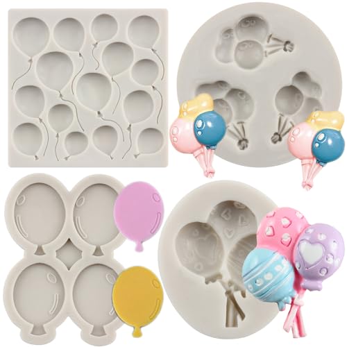 MYPRACS Ballon-Silikonformen, Luftballon-Fondant-Formen für Babyparty, Zuckerguss, Kuchendekoration, Cupcake-Topper, Süßigkeiten, Schokolade, Gummi, Paste, Polymerton, 4 Stück