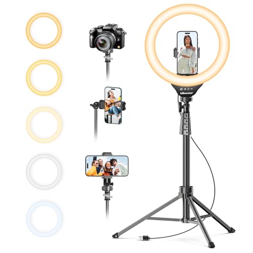 UBeesize Ringlicht mit Stativ, 12 Zoll Selfie Ringlicht mit 62 Zoll Stativ Ständer für Videoaufnahmen und Live Stream Berühren Ringlicht Kompatibel Handys, Kameras und Webcams