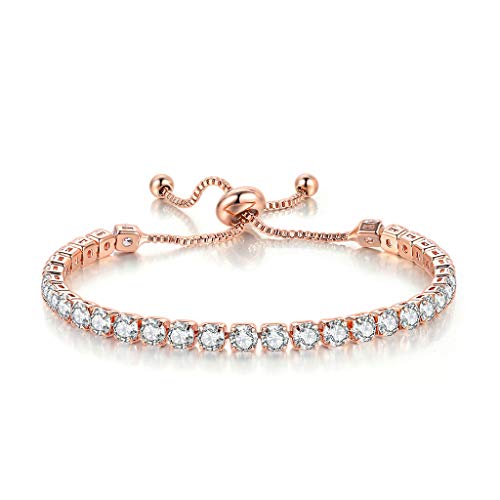 PULABO Glänzende Kristall-Push-Pull-Armbänder für Frauen Einstellbare Hochzeits-Charme-Armbänder Statement-Schmuck,Gold bequem