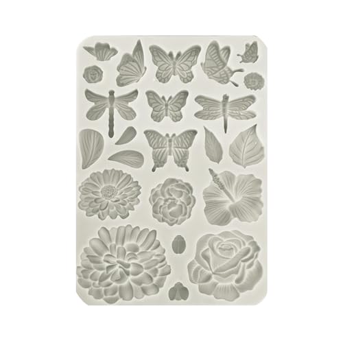 Stamperia - Silicon Mould A5 for Scrapbooking, Bullet Journals and More, Butterflies and Flowers, Non-Stick, Suitable for Air-Dry Clay and More, Perfect for Crafts and Gifting (Secret Diary)