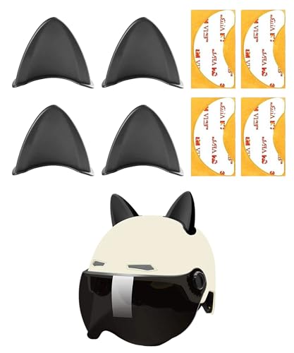 Flaconi 4PCS Motorradhelm Deko,Helm Ohren,Motorradhelm Katzenohren,Motorradhelm Dekorative Ohren,Katzenohren Motorradhelm Dekorative,Katzenohren Eckdekoration Für Fahrradhelm,Motorradhelm (Schwarz)