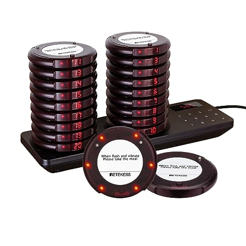 Retekess TD163 Restaurant Pager System, 500M Pager Rufsystem, 20 Pagers, Leicht Einzurichten, 31 Rufmod, 300mAh 20H, Warnung bei niedrigem Batteriestand, Pager Pieper für Hotel, Café, Bar