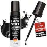 LICARGO Lackstift Schwarz Glänzend 12ml – Perfekte Deckkraft und schnelle Trocknung - Professionelle Ergebnisse für Steinschläge - Auto Lackstift Schwarz Glänzend, Kratzer Entferner Auto Schwarz