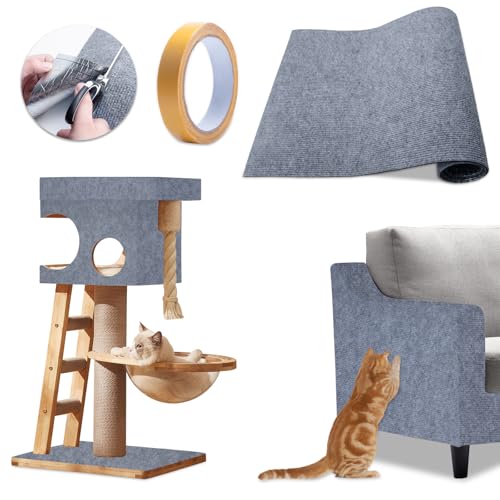 IHKFILAN Kratzmatte Selbstklebend, kratzmatte Katze, DIY-Kratzbrett, Sofa Anti-Kratz-Pad, Anti-Kratz-Band für Katzenständer, Katzenkratzbretter, Kratzwand 200 x 40 cm (Grau)