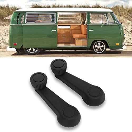 Tefola 2 Stück Auto Fensterheber Griff, 321 837 581A Schwarz Fensterheber Kurbel Türgriff Knopf Ersatz für T2 T25